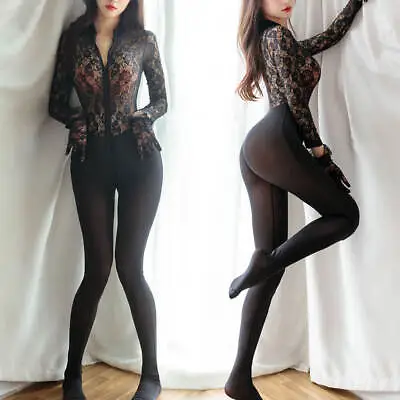 Womens Lace Romper Lingerie Bodycon Bodysuit Zipper Open Crotch Catsuit Jumpsuit • £18.50