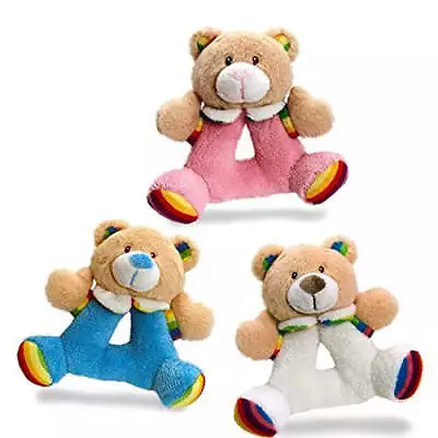 Keel Toys Rainbow Teddy Rattle 15cm - Pink • £2.60