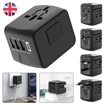 £16.79 • Buy Universal Travel Adaptor 4 USB Port Multi-plug Type C Fast Charger Plug Adapter