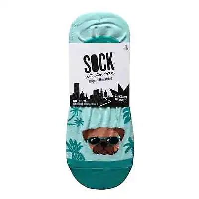 Sock It To Me Uniquely Mismatched Blue Tropical Pug Dogs Novelty No Show Socks • $10