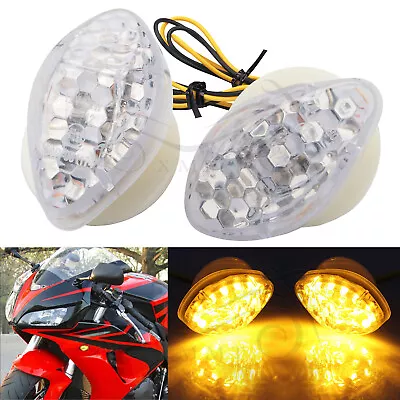 Pair Motor Amber LED Turn Signal Lights For Honda CBR600F4i 01-06 CBR600RR ABS • $10.43