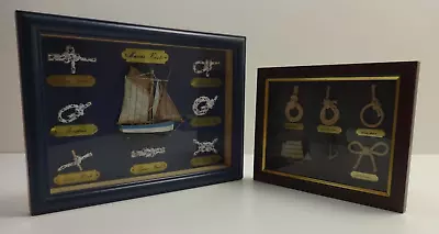 Marine Knots Cased Display Pieces X2 Vintage Framed Nautical Sailing Interiors • £29.99