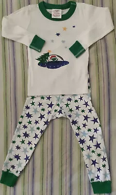 Hanna Andersson ORGANIC Size 3 Boys 90 Cm Snug Fit Long Pajamas Stars Christmas • $8.89