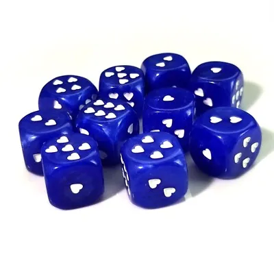 Set Of 6 D6 16mm Six Sided Gaming Dice Marbleized -Blue Marbleized Heart Cirrus • $7.99