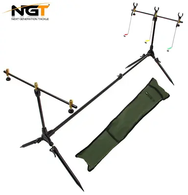 NGT Carp Fishing Complete 3 Rod Pod + 3 Bite Indicators + 3 Buzz Bars And Case • £19.95