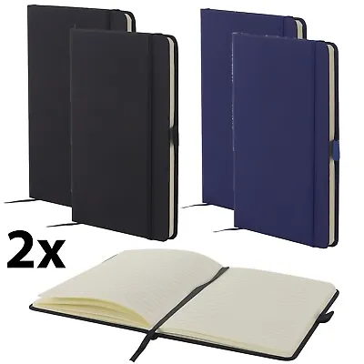 2x A5 Hardback Lined Notebook Ruled Notepad Notes Diary Journal Premium Book • £7.49