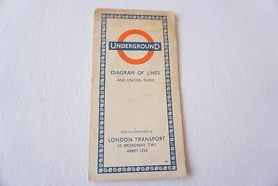 1957 London Transport Underground Tube Lines Map Harry Beck - - Ref 1156 • £19.99