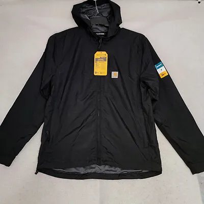 Carhartt Rain Jacket ADULT MEDIUM BLACK Lightweight Mens OUTDOORS FULL ZIP NWT • $68.98