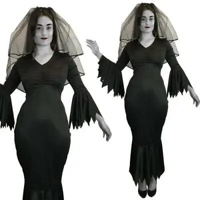 Halloween Ghost Zombie Corpse Bride Costume Ladies Fancy Dress Black Widow      • £15.99