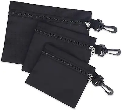 $14.10 • Buy Small Tool Bag Pouch Zipper Bags Carabiner Tool 3 Pack Black NEW