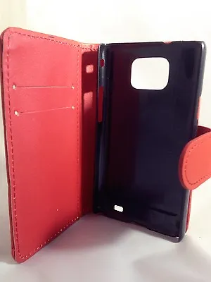 Red WALLET Leather Case Phone Cover Samsung Galaxy S2 II GT-I9100 Plain • £2.95