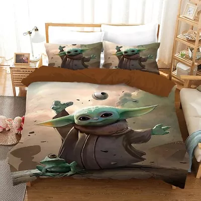 $42.90 • Buy Star Wars Baby Yoda Quilt/Doona/Duvet Cover Pillowcase Bedding Set 