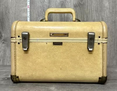 Vtg Towncraft Luggage Suitcase Cosmetic Train Case Faux Leather Hard Case (SM) • $22.49