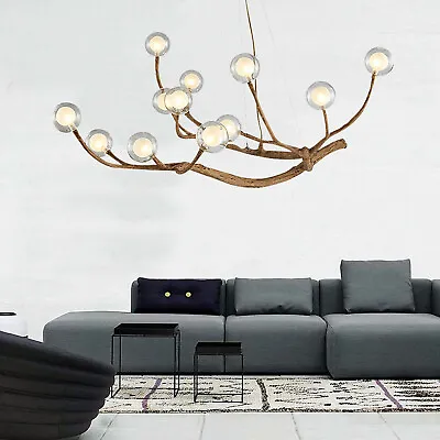 Retro LED Glass Ball Chandelier Tree Branch Pendant Glass Bubble Lampshade 36W • $224