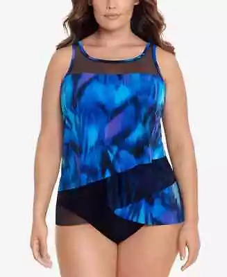 Miraclesuit L124503 Blue Nuage Bleu Mirage Underwire Tankini Top Size 12DD • $117.80