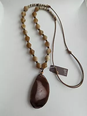 J Jill Gracefully Grounded Agate Pendant Beaded Station Necklace-NWT & Box • $39.95