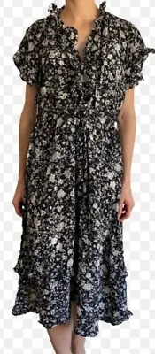 Zimmermann Black Floral Silk Flutter Dress. Size 1 • $170