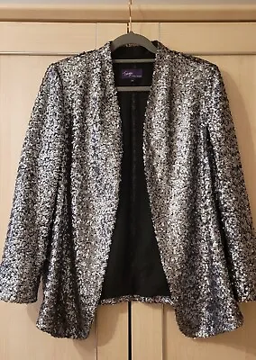 M&S Twiggy Collection Silver Sequin Jacket Size 18. Excellent Condition.  • £19