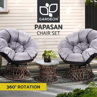 Gardeon Outdoor Lounge Setting Furniture Papasan Chair Table Patio Wicker Sofa • $385.95