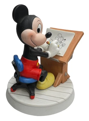 $120 • Buy MICKEY MOUSE Vintage Porcelain DISNEY Figure STATUE Figurine Artist Sketch DESK