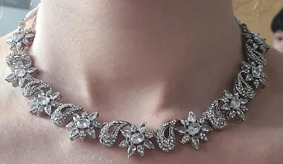 £14.50 • Buy  Indian Bollywood  Silver  Choker Necklace Earrings Tikka Set Jewellery Women 
