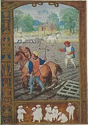 £0.99 • Buy Horse Postcard - September Ploughing - From Flemish Calendar 