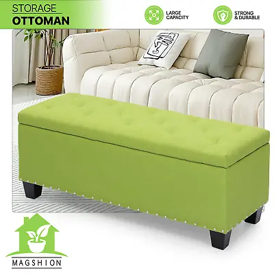 42  Green Lift Top Tufted Storage Poufs Ottoman Bench Upholstered Footrest Stool • $93.99