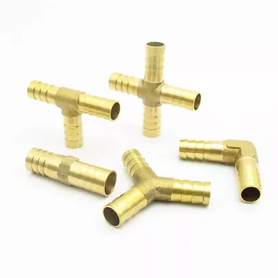 Barbed Hose Tail Joiner Tubing Connector Brass Pipe Fitting Air Water Fuel Gas • £3.23