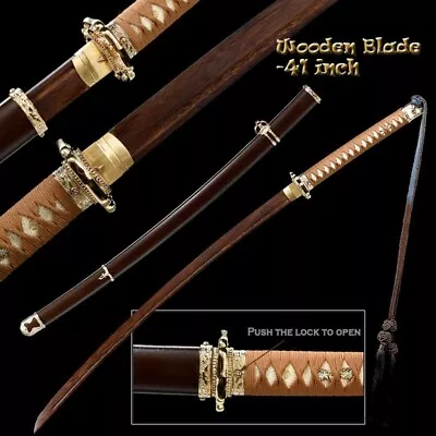 Training Practice Japanese Katana Wooden Blunt Martial Arts Sparring Samurai  • $579.69