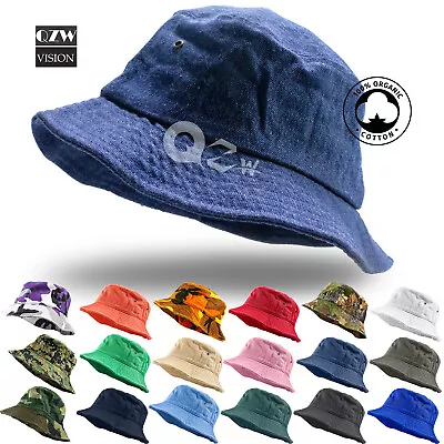 Bucket Hat Cap Cotton Fishing Boonie Brim Visor Sun Safari Summer Men Camping • $9.89