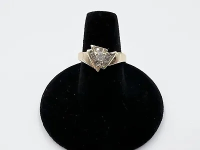 $949.99 • Buy Vintage 14k Diamond Geometric V Triangle Ring. Size 7.25.