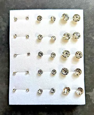 Set Of Fancy Stud Earrings For  Men/Women Hypoallergenic Silver Gold Diamond • £3.49