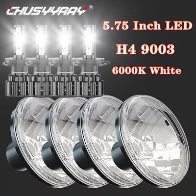 4pcs 5-3/4  5.75  LED Headlights Hi-Lo Beam White For Cadillac DeVille 1962-1974 • $155