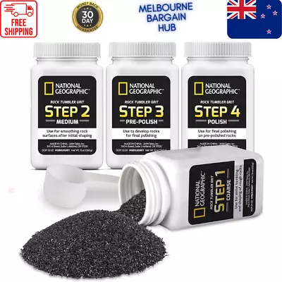 NATIONAL GEOGRAPHIC Rock Tumbler Grit And Polish Refill Kit - Tumbling Grit Medi • $54.90