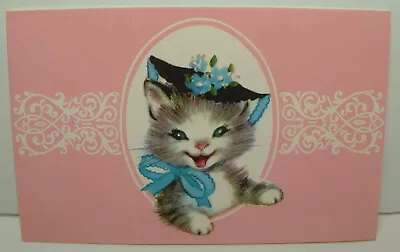 UNUSED- M. Cooper- Kitten In A Bonnet Cat- 1950's RUST CRAFT Greeting Note Card • $16.75