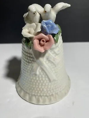 K's Collection Porcelain Bell Doves With Flowers White Blue And Pink • $8.99