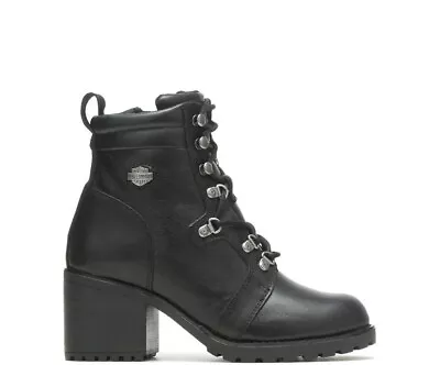 Harley Davidson Miranda 5  Women's Zip Sided Full Grain Leather Boots In Black • $229.95