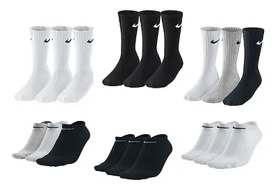 3 PACK NIKE Logo Sports Ankle Socks Pairs Men's Women's - Black White Grey • $19.79