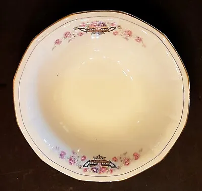 American Limoges Serving Bowl Blue Urn Pink Morning Glory LIA-15 Sebring Ohio • $39.93