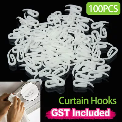 Up300x Nylon Curtain Gather Hooks Pencil Pleat Lace Boat Caravan Camper Plastic • $6.17