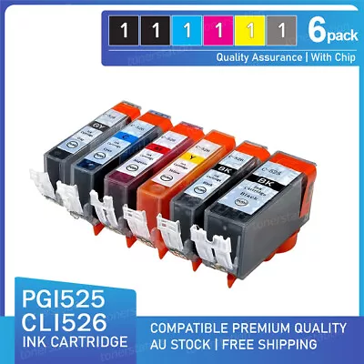 $15.80 • Buy 6 X Ink Cartridges PGI 525 CLI 526 For Canon MG6100 MG6150 MG6250 MG8150 Printer