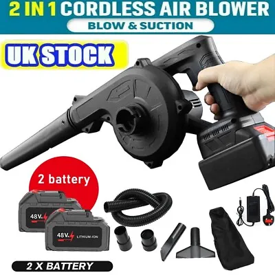 Electric Cordless Air Blower 24V Garden Snow Dust Leaf Suction Vacuum 2 Battery • £21.99