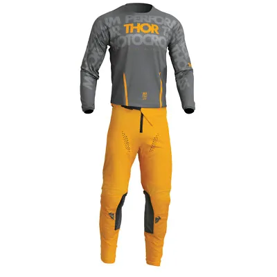 Thor 2024 Pulse Mono Motocross Offroad Jersey Pant Combo Dark Gray/Yellow • $124.90