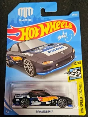 2017 Hot Wheels 95 Mazda RX-7 Black HW  Speed Graphics Mad Mike MM Rotary Turbo  • $12