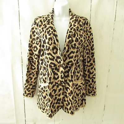 J Crew Sweater Blazer XS X Small Leopard Animal Print 2 Button Pockets • $29.99