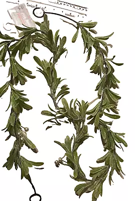 6ft Mistletoe Garland By Ashland. Green And White. Glittery • $22.99