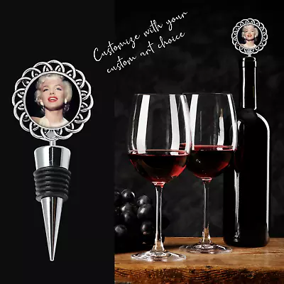 Marilyn Monroe Movie Star Fan Art Deluxe Silver Wine Bottle Stopper Gift Idea • $19.99