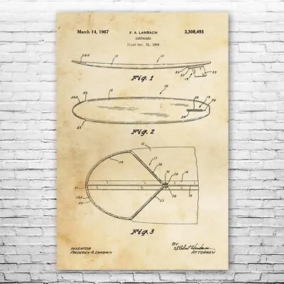 Surfboard Patent Poster Print 12 SIZES Surf Board Decor Surfing Gifts Beach Art • $15.95