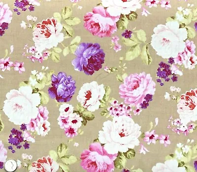 £6.95 • Buy 100% Cotton Poplin Fabric By Fabric Freedom English Rose Floral Flower Dress 