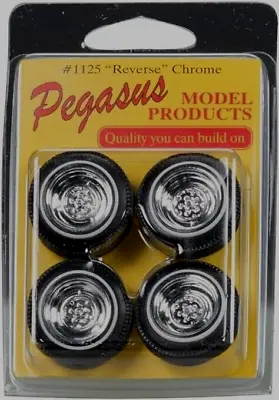 Pegasus 1125 Chrome Reverse Wheels W/ 1960's White Wall Tires Model Kit 1/24 25 • $9.50